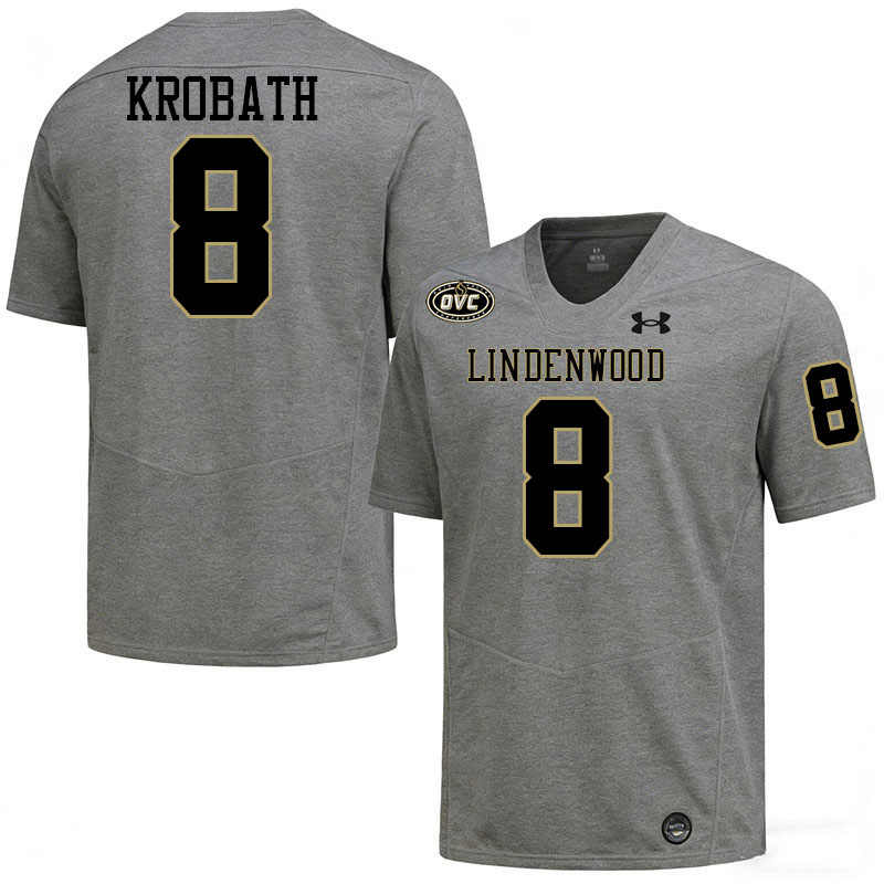 Lindenwood Lions #8 Drew Krobath College Football Jerseys,Uniforms-Grey